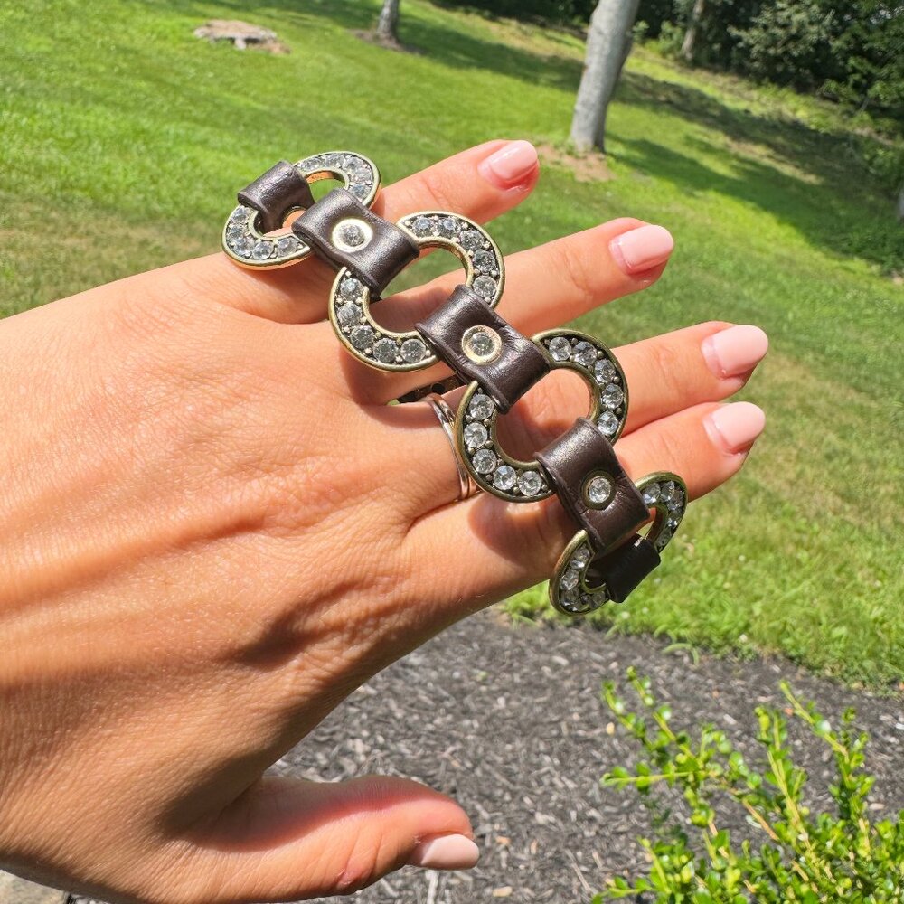 Quality Brown Leather and Gold Bracelet Adjustable
